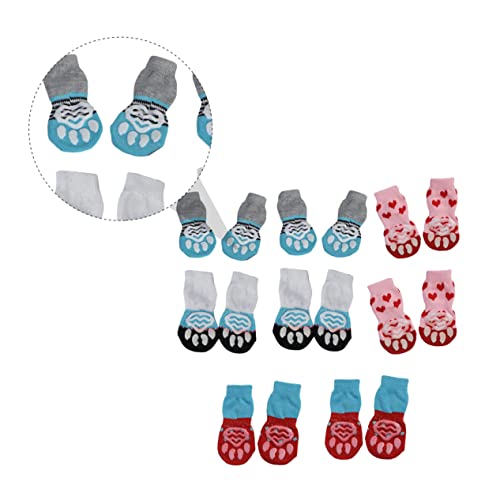 UPKOCH 16 Stück Pet Supplies Baumwollsocken für Hunde und Katzen rutschfeste Winter Socken Teiliges Blau Rot und Schützt Pfoten vor Kälte und Schmutz von UPKOCH
