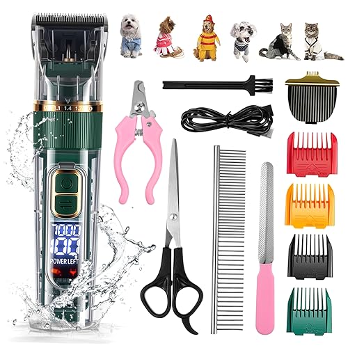 UPKOCH 1Satz Haustier Haarschneidemaschine Wiederaufladbarer Geräuscharmer Trimmer Für Katzen Umfangreiches Pflegezubehör Mit LED Bildschirm Und Waschbarem Design von UPKOCH