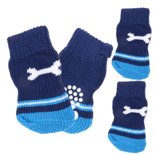UPKOCH 2 Paare rutschfeste Hundesocken aus Baumwolle Warme Elastische Pfotenschutzsocken für Kleine Hunde Welpen Zubehör für Winter und Rutschige Böden S von UPKOCH