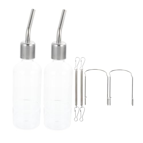 UPKOCH 2 STÜCK Trinkflasche für Kaninchen und Kleintiere Auslaufsicherer Wasserspender mit Edelstahlventil Transparenter Kunststoffbehälter Aufhängung für Käfige Geeignet für von UPKOCH