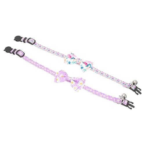 UPKOCH 2 Stück Blumenbogenkatze Halskette Welpe Haustier Ausweis Name klein weibliche Hundekragen Süße Hundehalsbänder für Hündinnen Hundekragenschnalle Halsband für Hunde Polyester Bunt von UPKOCH
