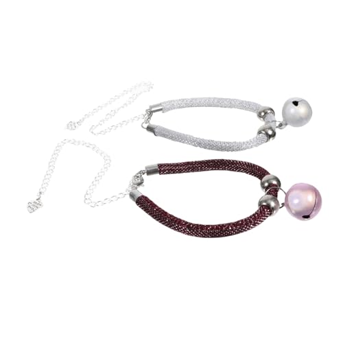 UPKOCH 2 Stück Glockenhalsband für Haustiere Katzengürtel mit Glocke Glockenhalsband für Katzen Verstellbares Haustierhalsband Metallisches Haustierhalsband hochzeitsdeko Katzenhalsband von UPKOCH