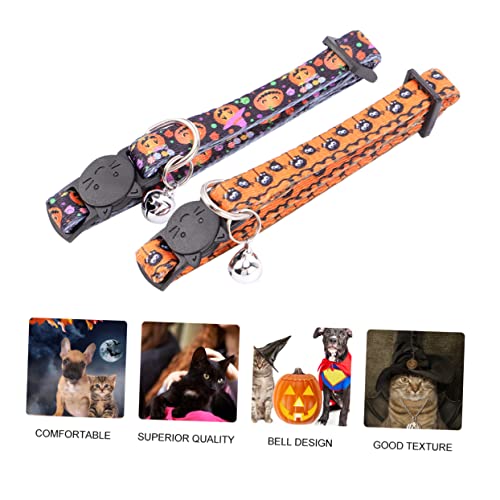UPKOCH 2 Stück Halloween-Kragen Für Haustierkatzen Kätzchen-Kragen Haustierhalsband Halloween Katzenhalsbänder Für Mädchenkatzen Katze-Halloween Halloween-Kleidung Für Haustiere Name Tuch von UPKOCH