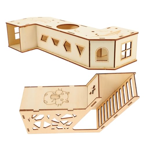 UPKOCH 2 Stück Hamster Tunnel Holz Kleintier Kletterspielzeug mit Abnehmbarem Design für Zwerghamster Rennmäuse Chinchillas Langlebig Beißfest Platzsparend für Tägliche Bewegung von UPKOCH