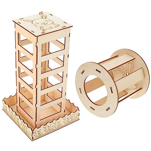 UPKOCH 2 Stück Hasengrasständer Haushase Kaninchen Klein Drinnen Nahrungssuche Futterspender Heu Stroh Zubehör Holz Organisator Hasenständer Holzständer Container Holzbehälter Hölzern von UPKOCH