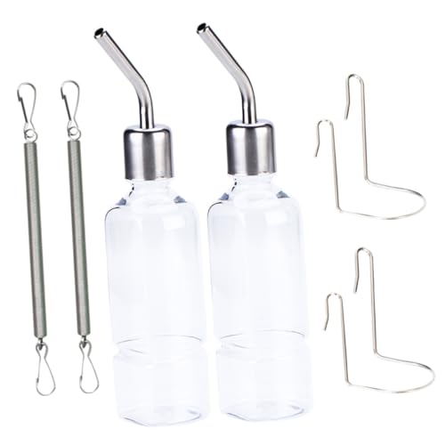 UPKOCH 2 Stück Haustier-Wasserflasche Trinken mit Hamster trinkflasche hasentrinkflaschen wasserspender wasserkocher Kaninchentrinker meerschweinchen Trinker Rostfreier Stahl Transparent von UPKOCH
