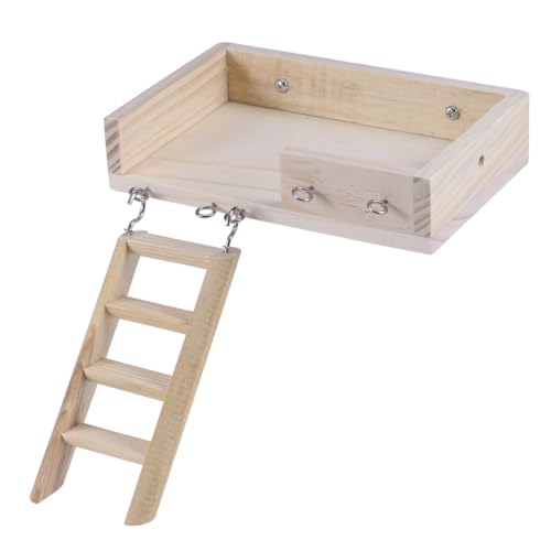 UPKOCH 2 Stück Holz Hamster Set mit Leiter und Plattform Robustes Kleintier Klettergerüst für Hamster Käfig Fördert Bewegung und Beschäftigung Kleiner Haustiere von UPKOCH