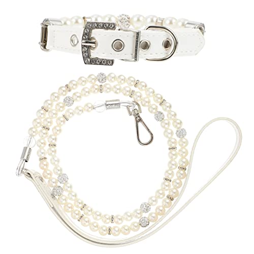 UPKOCH 2 Stück Hundehalsband und Leine Set mit Perlen Verstellbares Sicherheitshalsband Flexible Leine für Welpen und Kleine Hunde Modisch für Outdoor Training Partys Weiß UPKOCH 2 Stück Hundehalsband und Leine Set mit Perlen Verstellbares Sicherheitshalsband Flexible Leine für Welpen und Kleine Hunde Modisch für Outdoor Training Partys Weiß von UPKOCH
