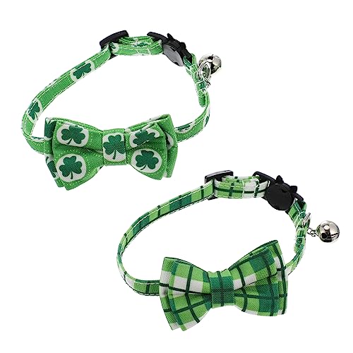 UPKOCH 2 Stück Katzenhalsband Bogen für st Patricks Day Bekleidung st.Patricks Day Accessories Haustierhalsband mit Schleifenglocke Haustier Tuch Green von UPKOCH