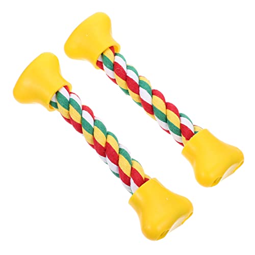 UPKOCH 2 Stück Knochenzähne Schleifspielzeug Kauen Ausbildung Spielzeugknochen Beißspielzeug Form Schlepper Backenzahn Kauseil Für Hunde Seile Zahnen Seilspielzeug Gelb Plastik von UPKOCH