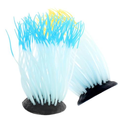 UPKOCH 2 Stück Leuchtende Flexible Seeanemone Aquarium Dekoration Realistische Künstliche Anemone für Süß Meerwasser Fischbecken Pflegeleicht Automatisch Nachtleuchtend Passend für von UPKOCH