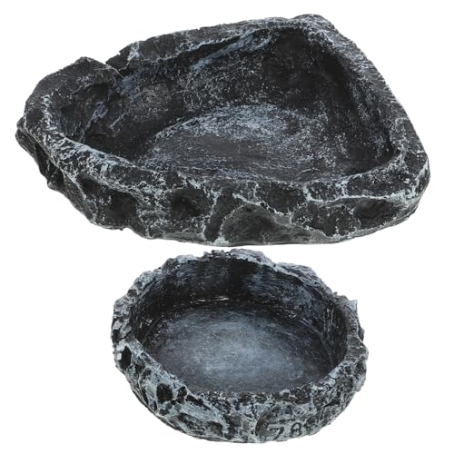 UPKOCH 2 Stück Reptilien Wasserschale mit Baumrinden Design Multifunktional als Futter und Wassernapf Langlebig und Glatt für Schildkröten Echsen und Schlangen im Terrarium von UPKOCH