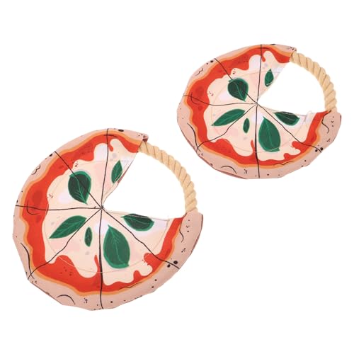 UPKOCH 2 Stück Teiliges Hundespielzeug Flying Discs aus Weichem Baumwollseil Beißfestes Pizza-Design Interaktives Outdoor Wurfspielzeug für Welpentraining Sanft zu Zähnen und Geeignet für von UPKOCH