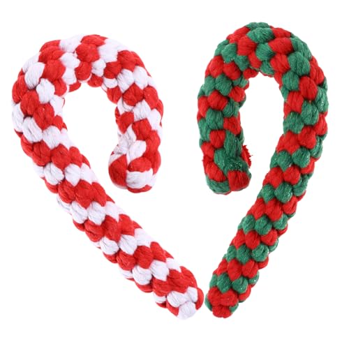 UPKOCH 2 Stück Teiliges aus Baumwollseil im Weihnachtsdesign Kauknochen für Beißspielzeug zur Zahnpflege und Beschäftigung für Welpen und Erwachsene von UPKOCH