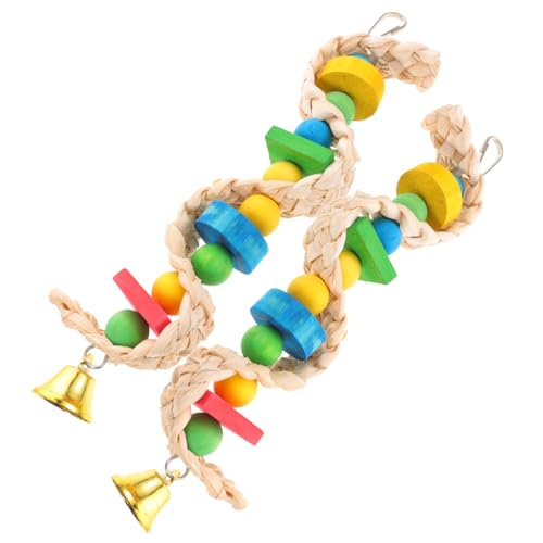 UPKOCH 2 Stück Vogelspielzeug Holz Kauspielzeug für Papageien Buntes Hängendes Käfigspielzeug Langlebig und Kratzfest Geeignet für Vogelarten Sicher für Spielende Vögel Zufällige Farbe von UPKOCH