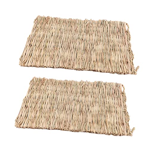 UPKOCH 2Stücke Hamster Strohmatten für Haustiere Schlafpads für Nagetiere Bequemes Nest Beige Zubehör für Kleintiere und Nagerkäfige von UPKOCH