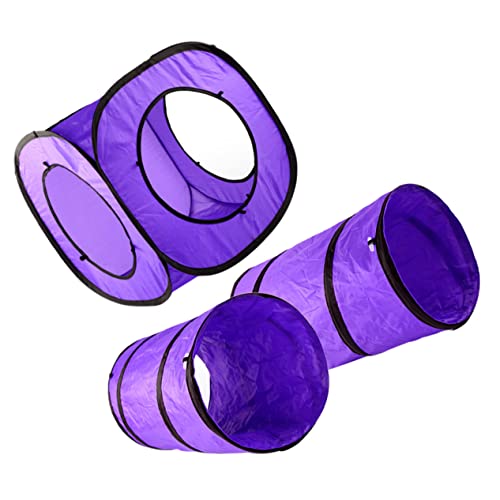 UPKOCH 3 Stück Katzentunnel interaktives katzenspielzeug Interactive cat Toy katzenbedarf Katzenspielzeug automatisch Röhren Übung Kätzchen Röhre Haustier-Katzen-Tunnel Polyester Violett von UPKOCH