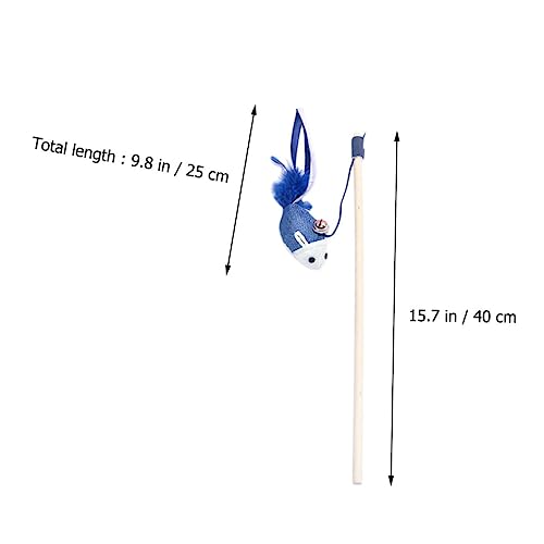 UPKOCH 3 Stück Teiliges Katzenspielzeug Holzstab mit Blauem Puppenanhänger Fisch Maus Würfel Interaktives Holzspielzeug für Wohnungskatzen zur Beschäftigung und Aktivitätsförderung von UPKOCH