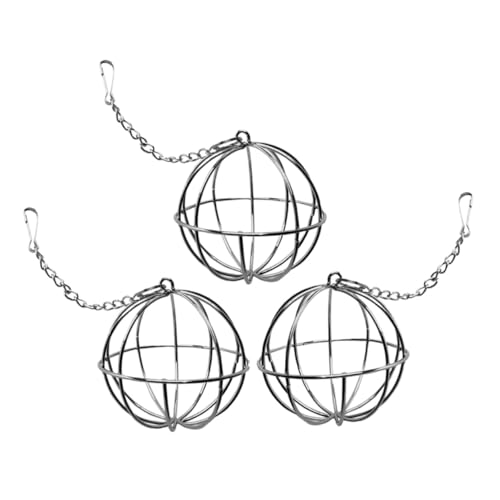 UPKOCH 3 Stücke Futterregal Kleintier -heu -feedermetall Ballen Für Heufutter Hängender Heuspender Chinchilla-heuspender Kaninchen-heu-futterball Hamster Heuball Silver Rostfreier Stahl von UPKOCH