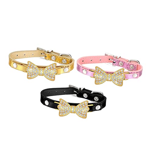 UPKOCH 3 Stücke Hundehalsband hundeschleife hundegeschenk hundehalsbänder Dog Accessories Dog Collars Zubehör Kragen Welpe Haustier Hals Katzenhalsband Bowknot-Halsband für Haustiere PU von UPKOCH
