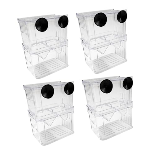 UPKOCH 4 Stück Aquarium Aufzuchtbecken mit Saugnäpfen Transparentes Doppellagiges Fischbrüterbox für Guppy Kampffisch und Garnelen Isolierende Fischfangbox für Aggressive Fischarten und von UPKOCH