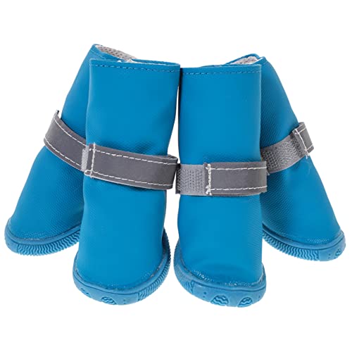 UPKOCH 4 Stück Haustier-Hundeschuhe Hund Schneestiefel für Schutzhundstiefel Hunde Walkingschuhe Hündchenschuhe Kleine Hundefutter Nicht schlupfhafte Hundeschuhe Tierschuhe Haut Blau von UPKOCH