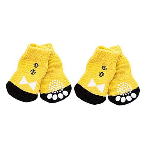 UPKOCH 4 Stück Hundesocken rutschfest Pfotenschutz Baumwolle für Kleine bis Mittlere Hunde rutschfeste Stoppersocken Atmungsaktiv und Hautfreundlich für Indoor und Outdoor Nutzung von UPKOCH