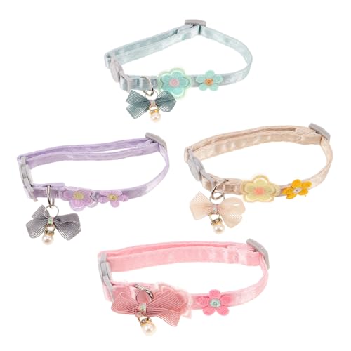 UPKOCH 4 Stück Teiliges Besticktes Katzenhalsband Verstellbarer Schleife Bunte Spitzenkolliers im Prinzessinnenstil für Kätzchen Sicherer Breakaway-Verschluss Geeignet für Alltag und von UPKOCH