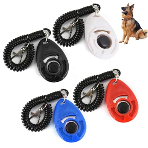 UPKOCH 4 Stück Teiliges Hunde trainingsclicker Großem Knopf Langlebig Metallisch Mit Handgelenkschlaufe für Effektives Klickertraining bei Hunden Welpen und Katzen von UPKOCH