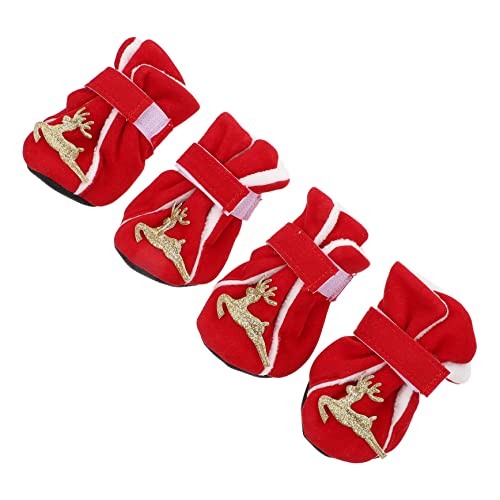 UPKOCH 4 Stück Teiliges Hundeschuhe Weihnachtsmotiv rutschfeste Warme Pfotenschutzstiefel für Kleine Hunde Langlebig Komfortabel und Winterfest für Haustierzubehör und Kalte Tage von UPKOCH