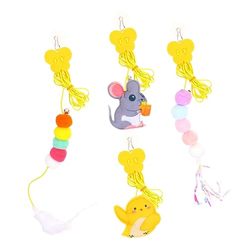 UPKOCH 4 Stück Interaktive Katzenangel mit Neckspielzeug Hängendes Spielzeug für Katzen Selbstspielende Teaser mit Robustem Design Schaukeln für Haustiere von UPKOCH