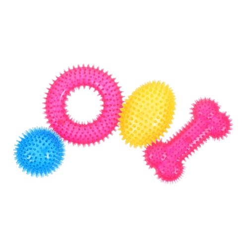 UPKOCH 4 Stück Teiliges Langlebiger Beißfester Hundespielzeug Bälle mit Quietscher Elastische Spiky Balls für Mittelgroße und Große Hunde Geeignet für Training Zahnpflege und Interaktives von UPKOCH