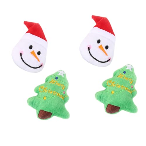 UPKOCH 4 Stück Teiliges Weihnachts Plüschspielzeug für Haustiere Bissfestes Verschleißfestes Katzenspielzeug mit Lustigen Cartoon Motiven Geeignet zur Zahnpflege und Spielerischen von UPKOCH