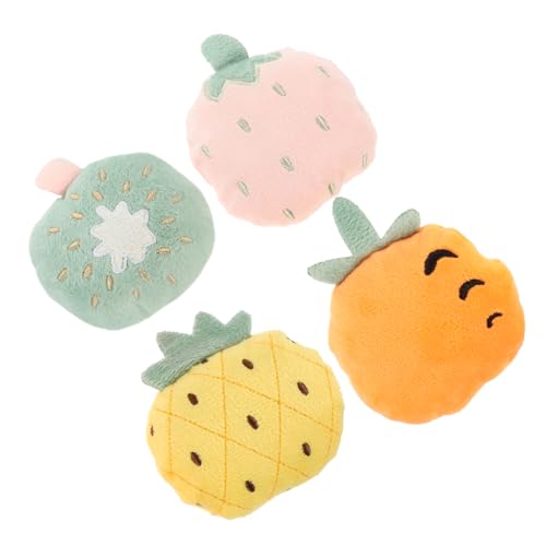 UPKOCH 4 Stück interaktives Kitten Soft Toy Plush Toy katzenspielzeug ausgestopft Obst Crinkle Cat Toy Hallo zahnspielzeug für kätzchen Kauspielzeug für Katzen Plüsch von UPKOCH