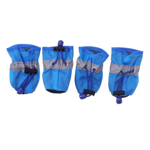 UPKOCH 4 Stück rutschfeste wasserdichte Hundeschuhe für Kleine Hunde und Welpen Leichte Outdoor Schutzschuhe für Schnee Regen und Matschige Böden Blaue Pfotenschutz Socken von UPKOCH