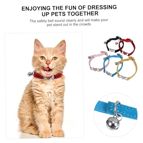 UPKOCH 5 Stück Einstellbares Katzenhalsband Teiliges mit Sicherheitsglocke und Herz Strassanhänger Samtmaterial Rot Gelb Blau Schwarz Modisch und Komfortabel für Katzen und Kätzchen UPKOCH 5 Stück Einstellbares Katzenhalsband Teiliges mit Sicherheitsglocke und Herz Strassanhänger Samtmaterial Rot Gelb Blau Schwarz Modisch und Komfortabel für Katzen und Kätzchen von UPKOCH