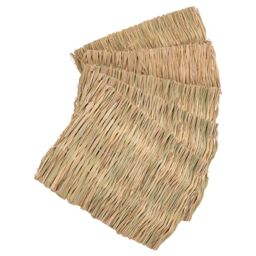UPKOCH 5 Stück Natürliche Geflochtene Grasmatte für Kleintiere Weiche Schlafunterlage für Kaninchen Meerschweinchen Papagei und Hamster Kau und Nistbare Nagerbettmatte Schonend für Zähne von UPKOCH
