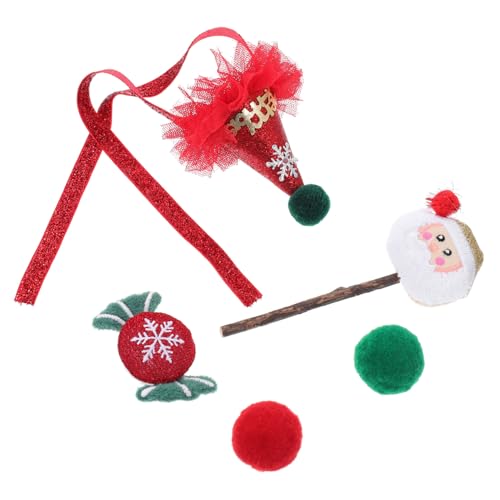 UPKOCH 5 Stück Teiliges Weihnachts Katzenspielzeug Set Interaktives Plüsch mit Katzenminze Leichte Katzenangel für Wohnungskatzen Fördert Bewegung und Beschäftigung Geeignet für von UPKOCH