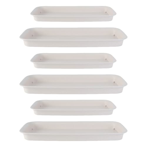 UPKOCH 6 Stück Rechteckige Blumentopfschalen Kunststoff Beige Pflanzenschalen für Pflanzenpflege rutschfeste Tropfschalen für und Gartenbereich von UPKOCH