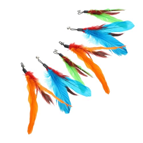 UPKOCH 6 Stück Teiliges Katzenspielzeug Ersatzfedern Langlebige Interaktive Katzenangel Plume Refills Grün Blau Orange Leicht Austauschbar für Indoor Katzen Training und Beschäftigung von UPKOCH