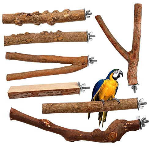 UPKOCH 7 Stück Teiliges Natürliche Holz Sitzstangen für Vögel rutschfeste Vogelstangen mit Rauer Oberfläche Robust und Einfach zu Montieren Geeignet für Wellensittiche Papageien und von UPKOCH