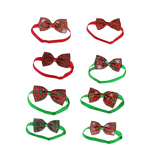 UPKOCH 8 Stück Haustier Fliege Hunde klein Weihnachten Kette groß Bogen weihnachtstierbedarf Verstellbarer Kragen Weihnachtskragen Haustier Bowkont Katzenhalsband Polyester Colorful von UPKOCH