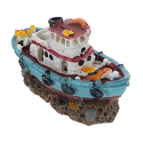 UPKOCH Aquarium Dekoration Schiffswrack aus Hochwertigem Harz für Fischbehälter Teich und Dekoratives Boot für Stimmungsvolle von UPKOCH