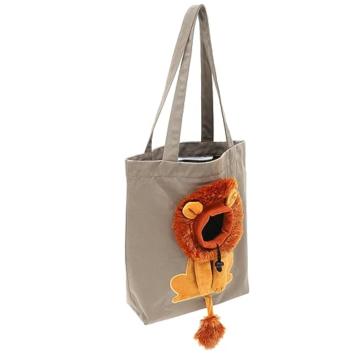 UPKOCH Atmungsaktive Canvas Umhängetasche mit Löwenmotiv Verstellbare Öffnung bis Große Tragetasche für Kleine Katzen und Hunde Praktischer Schulter für Alltag und Ausflüge von UPKOCH