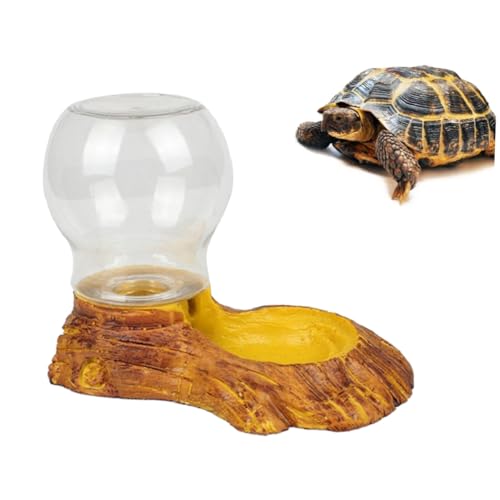 UPKOCH Automatischer Reptilien Wasserspender mit Glatter Oberfläche Resistenter Beschichtung Holzähnlicher Resin Schale für Terrarium Landschildkröten und Kriechtiere Einfache Reinigung von UPKOCH