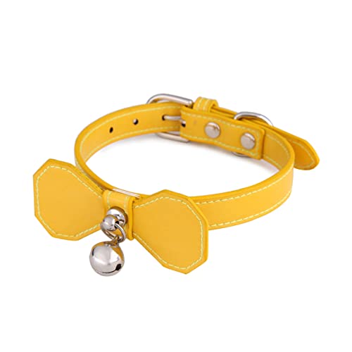 UPKOCH Bogenknoten Haustierhalsband mit Glocke Stilvolles und Hundehalsband für Katzen und Gelb Langlebiges PU Material für Süße und Auftritte von UPKOCH
