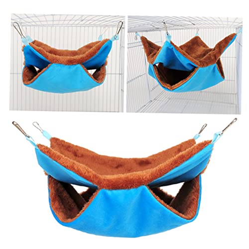 UPKOCH Doppellagige Dicke Plüsch Hängematte für Zuckergleiter und Eichhörnchen Warmes Nestbett Kleine Sicheres Kuschelbett für Kleine Haustiere Blauer Schlafsack von UPKOCH