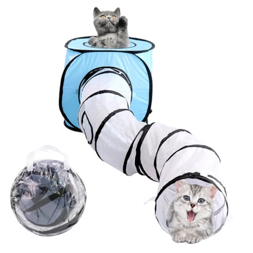 UPKOCH Faltbarer S förmiger Katzentunnel Interaktives Pet Tube Toy Langlebig und Platzsparend Geeignet für Kleine und Große Katzen Kreatives Katzenspiel für Indoor und Kätzchen Blau von UPKOCH