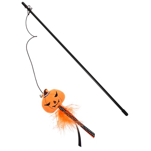 UPKOCH Halloween Katzen Spielangel mit Multifunktionalem Katzenstab und Federn Interaktives Katzenspielzeug für Kätzchen Sorgt für Beschäftigung und Schützt Möbel Niedliches Kürbis Design von UPKOCH