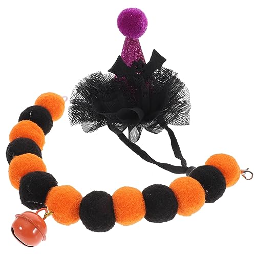 UPKOCH Halloween Katzenhalsband und Hut Elastischer Katzenkragen mit Glocke Teiliges Haustierkostüm für Halloween Kleines Zubehör für Stilvolle Katzen und UPKOCH Halloween Katzenhalsband und Hut Elastischer Katzenkragen mit Glocke Teiliges Haustierkostüm für Halloween Kleines Zubehör für Stilvolle Katzen und von UPKOCH